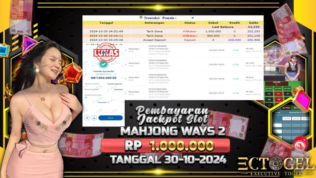 BUKTI JACKPOT SLOT MAHJONG WAYS 2 TERPERCAYA DI INDONESIA TGL 30-10-2024