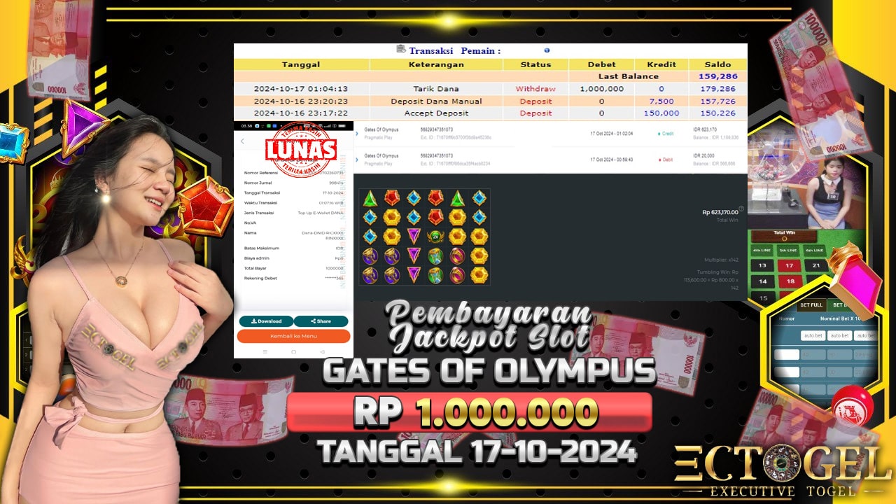 BUKTI JACKPOT SLOT GATES OF OLYMPUS TERPERCAYA DI INDONESIA TGL 17-10-2024