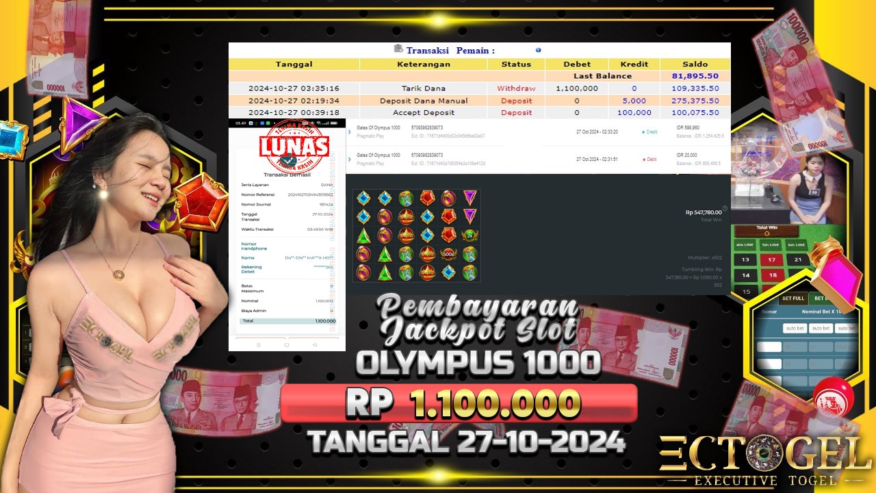 BUKTI JACKPOT SLOT GATES OF OLYMPUS 1000 TERPERCAYA DI INDONESIA TGL 27-10-2024