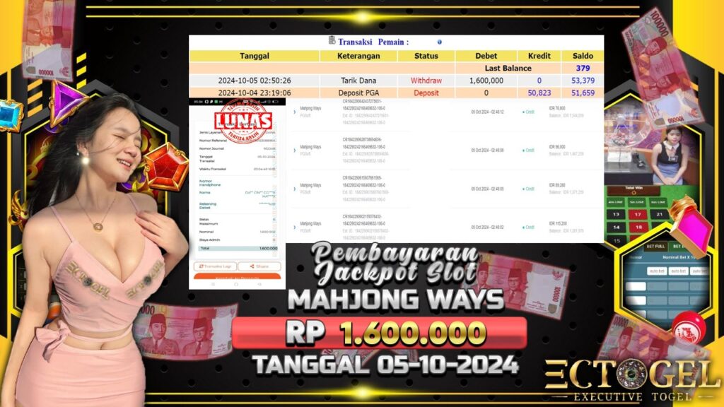 BUKTI JACKPOT SLOT MAHJONG WAYS TERPERCAYA DI INDONESIA TGL 05-10-2024