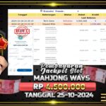 BUKTI JACKPOT SLOT MAHJONG WAYS TERPERCAYA DI INDONESIA TGL 25-10-2024