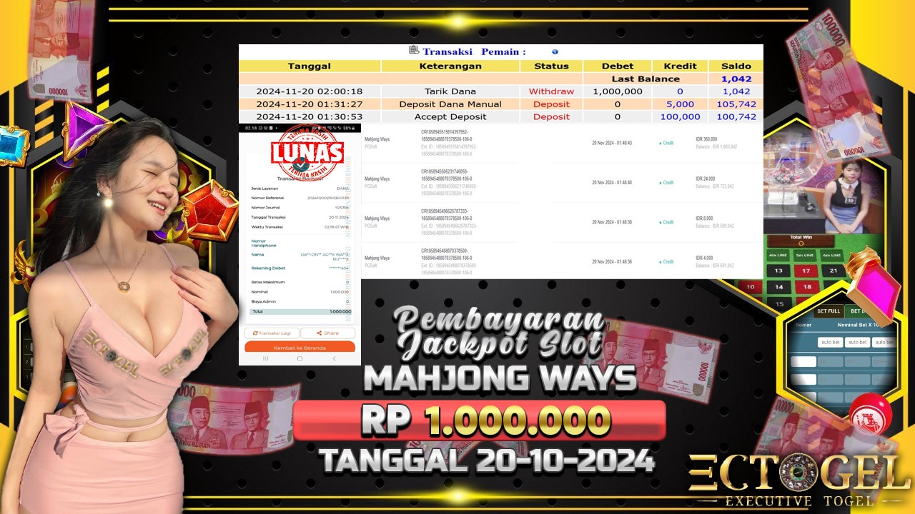 BUKTI JACKPOT SLOT MAHJONG WAYS TERPERCAYA DI INDONESIA TGL 20-11-2024