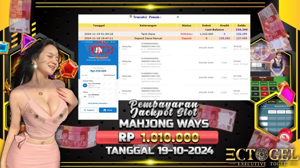 BUKTI JACKPOT SLOT MAHJONG WAYS TERPERCAYA DI INDONESIA TGL 19-11-2024