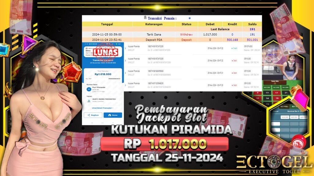 BUKTI JACKPOT SLOT KUTUKAN PIRAMIDA TERPERCAYA DI INDONESIA TGL 25-11-2024