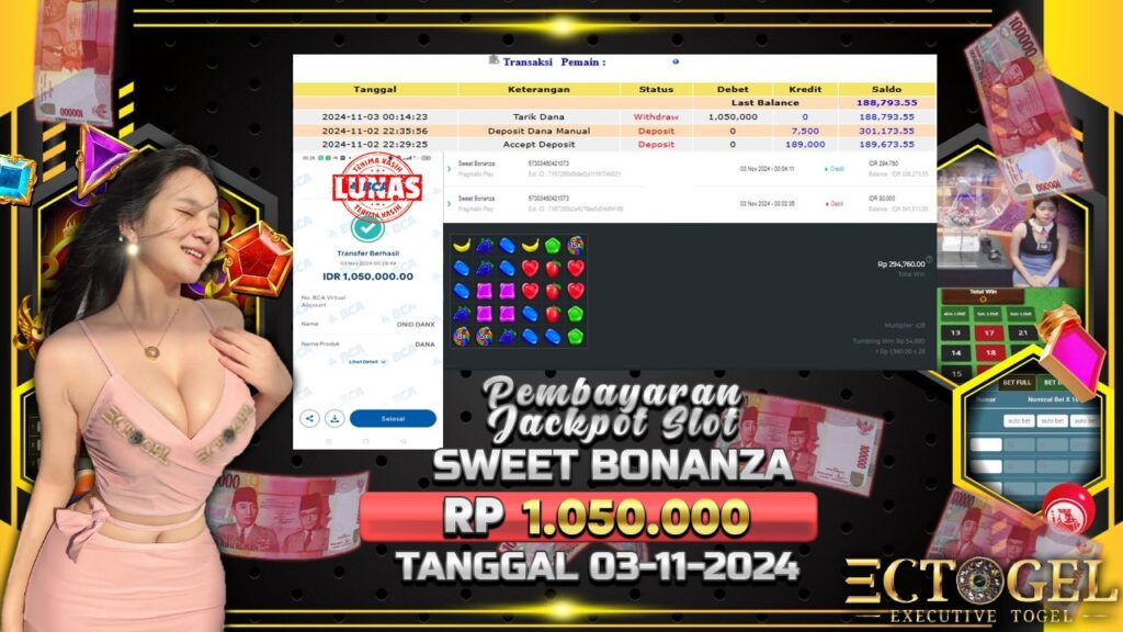 BUKTI JACKPOT SLOT SWEET BONANZA TERPERCAYA DI INDONESIA TGL 03-11-2024