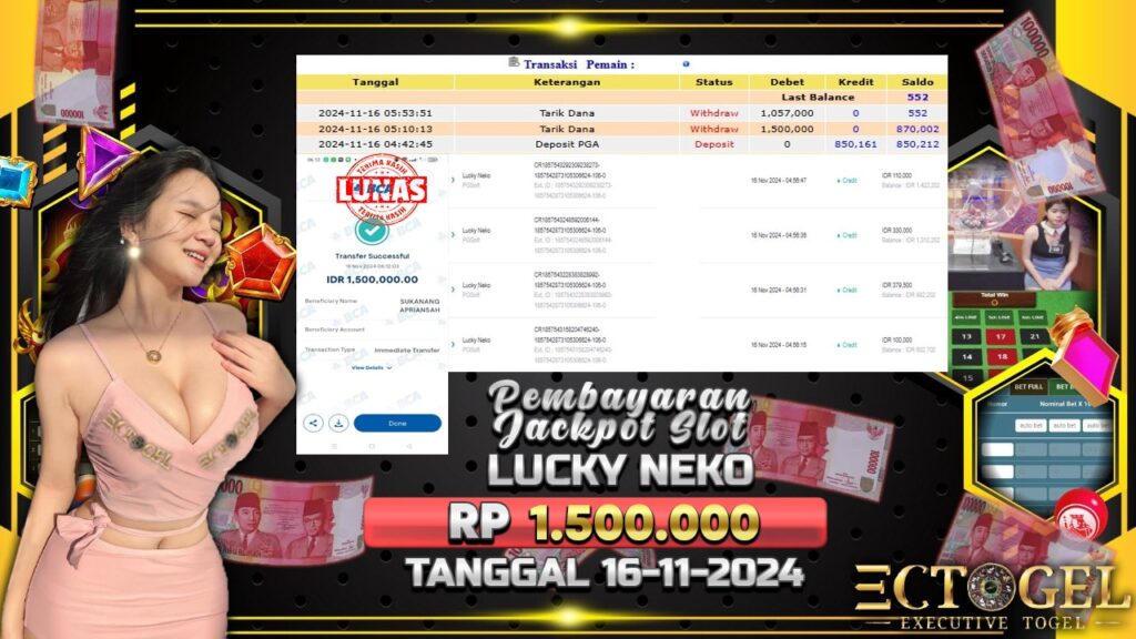 BUKTI JACKPOT SLOT LUCKY NEKO TERPERCAYA DI INDONESIA TGL 16-11-2024