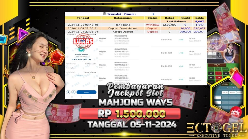 BUKTI JACKPOT SLOT MAHJONG WAYS TERPERCAYA DI INDONESIA TGL 05-11-2024