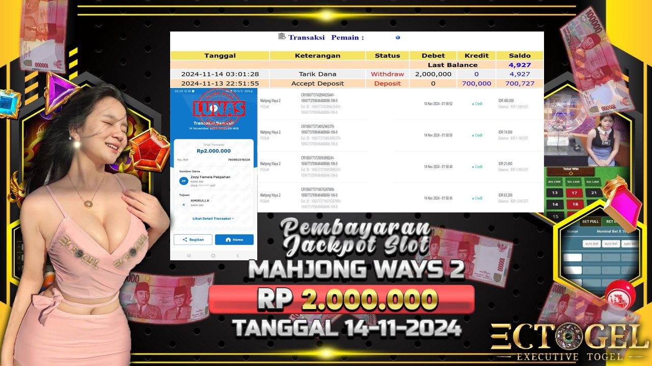 BUKTI JACKPOT SLOT MAHJONG WAYS 2 TERPERCAYA DI INDONESIA TGL 14-11-2024