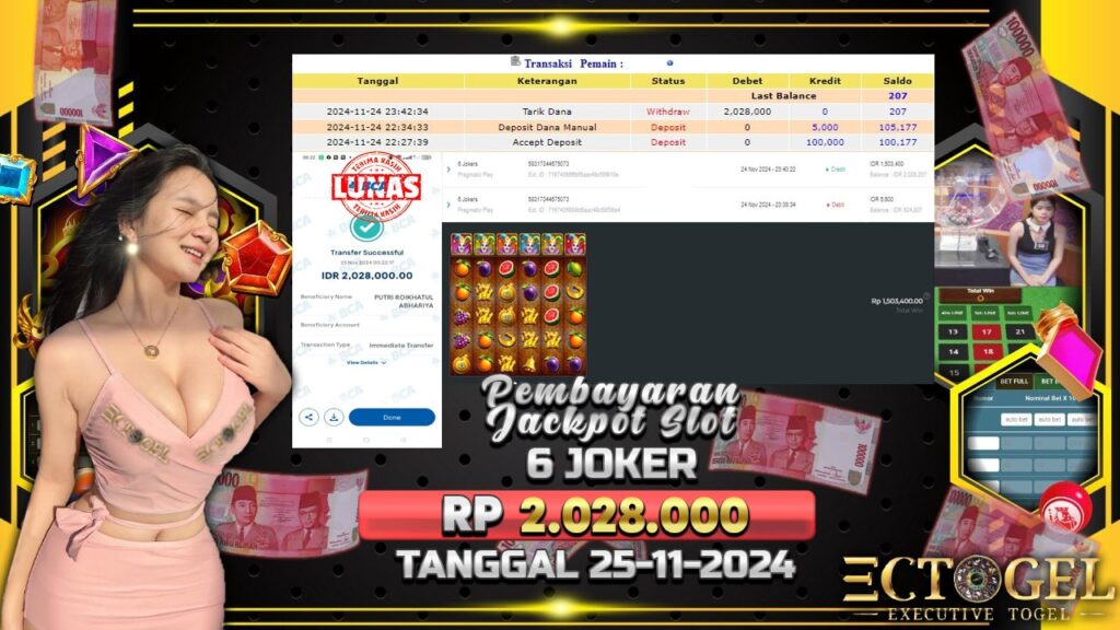 BUKTI JACKPOT SLOT 6 JOKER TERPERCAYA DI INDONESIA TGL 25-11-2024