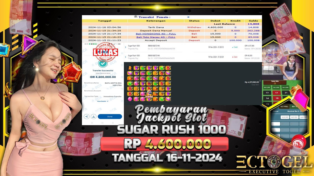 BUKTI JACKPOT SLOT SUGAR RUSH 1000 TERPERCAYA DI INDONESIA TGL 16-11-2024