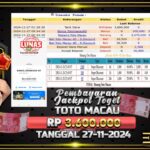 BUKTI JACKPOT TOGEL TOTO MACAU TERPERCAYA DI INDONESIA TGL 27-11-2024