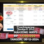 BUKTI JACKPOT SLOT MAHJONG WAYS TERPERCAYA DI INDONESIA TGL 06-12-2024