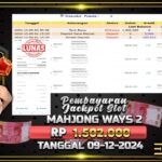 BUKTI JACKPOT SLOT MAHJONG WAYS 2 TERPERCAYA DI INDONESIA TGL 09-12-2024